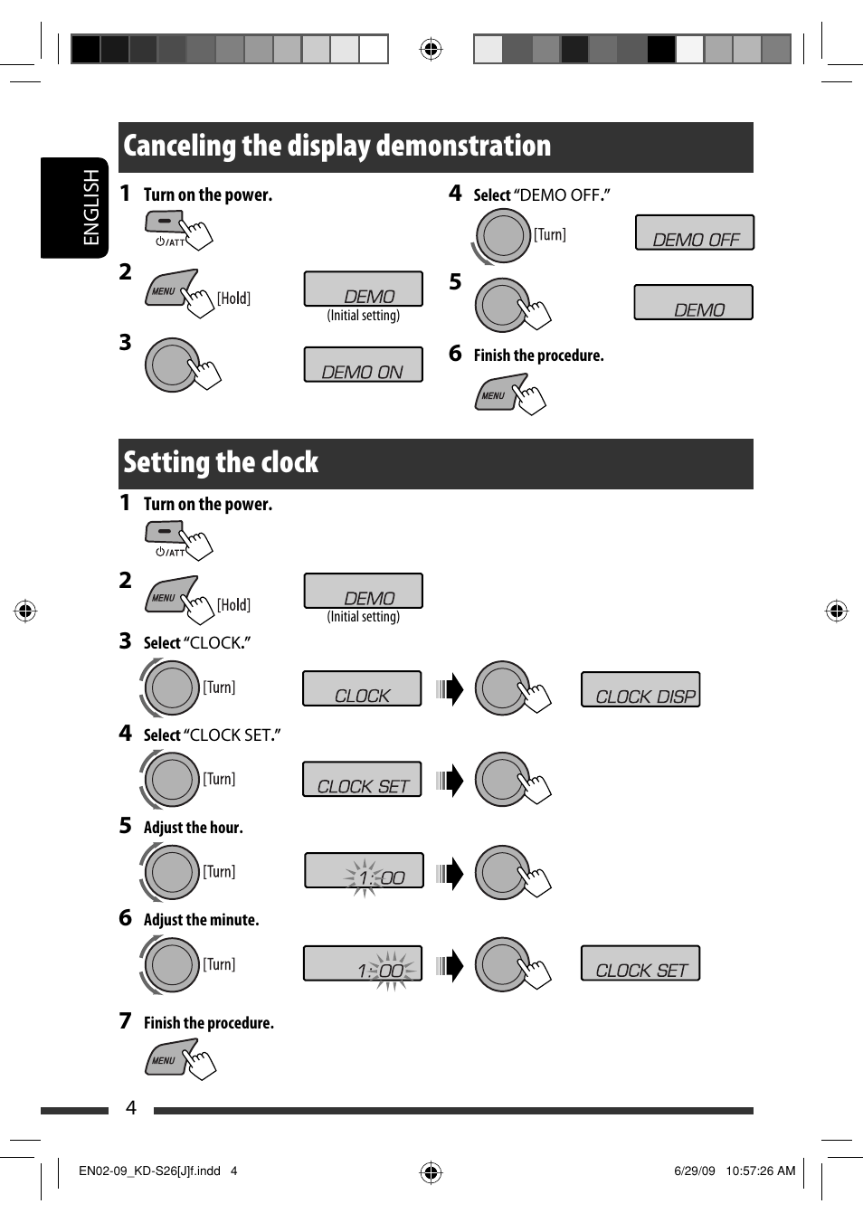 Canceling the display demonstration, Setting the clock | JVC GET0570-001A User Manual | Page 162 / 198
