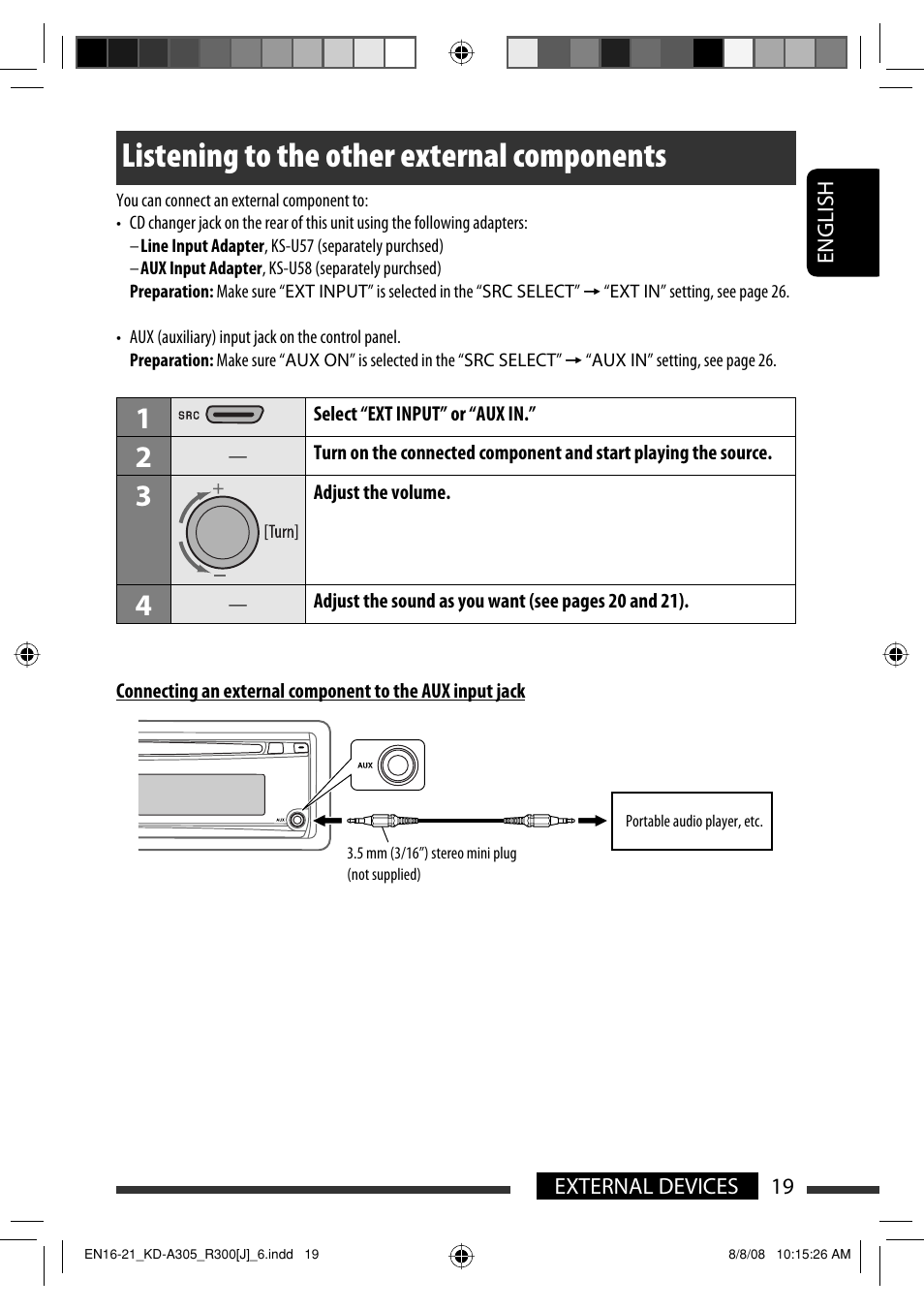 Listening to the other external components | JVC GET0570-001A User Manual | Page 19 / 198