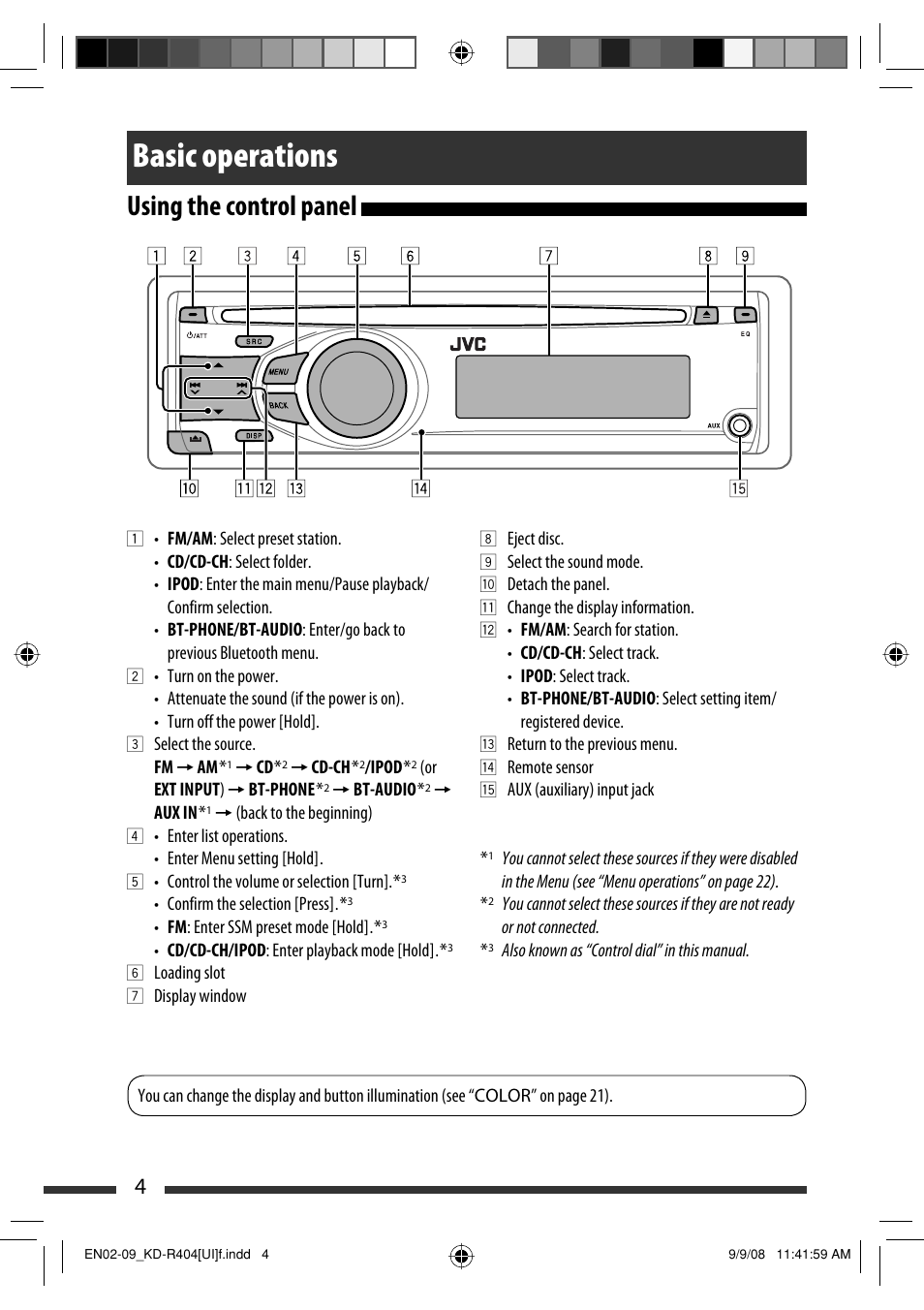 Basic operations, Using the control panel | JVC GET0570-001A User Manual | Page 46 / 198