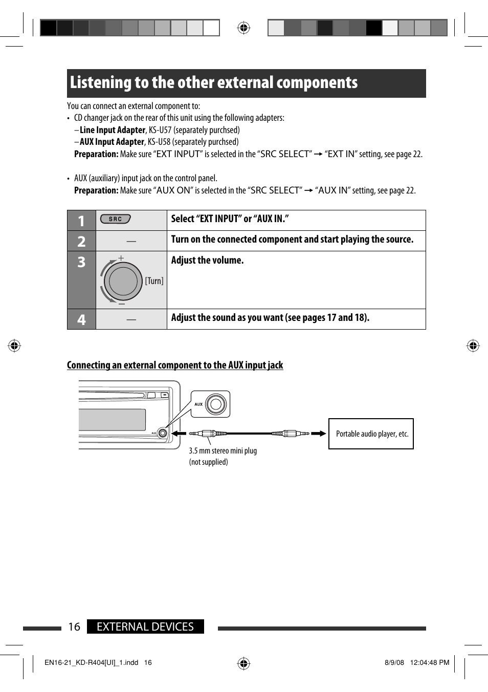 Listening to the other external components | JVC GET0570-001A User Manual | Page 58 / 198