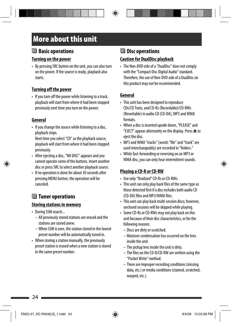 More about this unit, Basic operations, Tuner operations | Disc operations | JVC GET0570-001A User Manual | Page 66 / 198