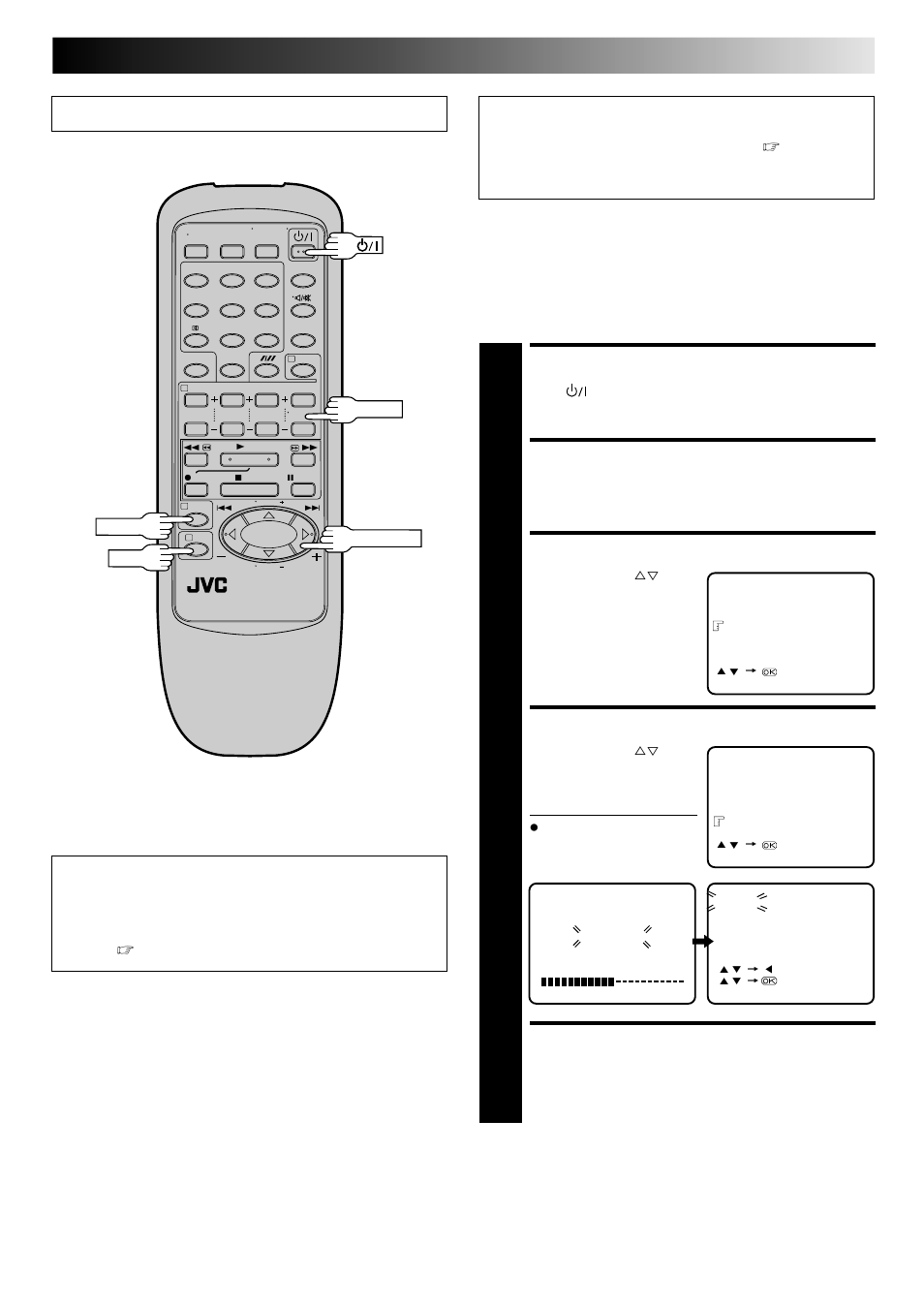 Tuner set, Auto channel set, Turn on the recorder | Access main menu screen, Access tuner set screen, Select auto ch set mode, Return to normal screen, Important | JVC FST-GTK2I HR-J240E User Manual | Page 21 / 32