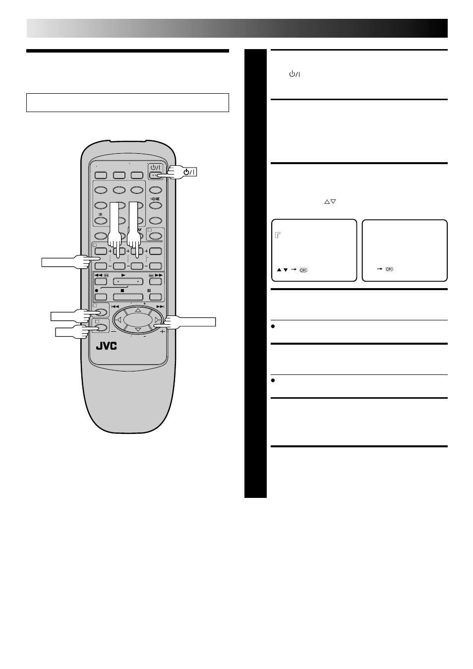 Clock set, Turn the recorder on, Access main menu screen | Access clock set screen, Set time, Set date, Set year, Start clock operation, Initial settings (cont.) | JVC FST-GTK2I HR-J240E User Manual | Page 6 / 32
