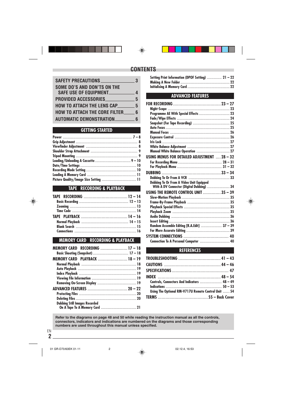 JVC GR-D70  EN User Manual | Page 2 / 56