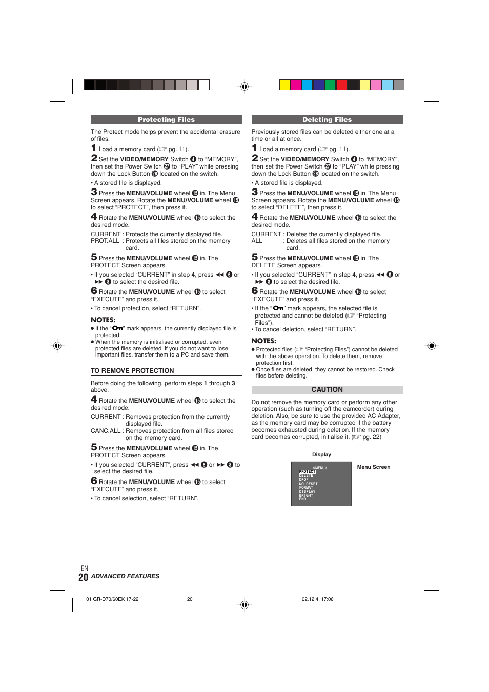 Advanced features | JVC GR-D70  EN User Manual | Page 20 / 56