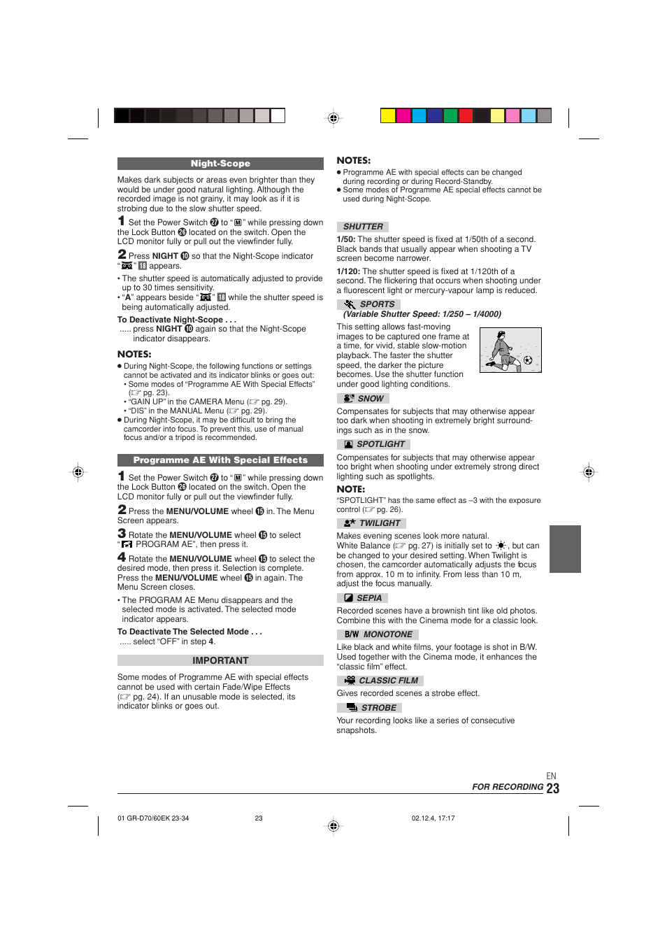 For recording | JVC GR-D70  EN User Manual | Page 23 / 56