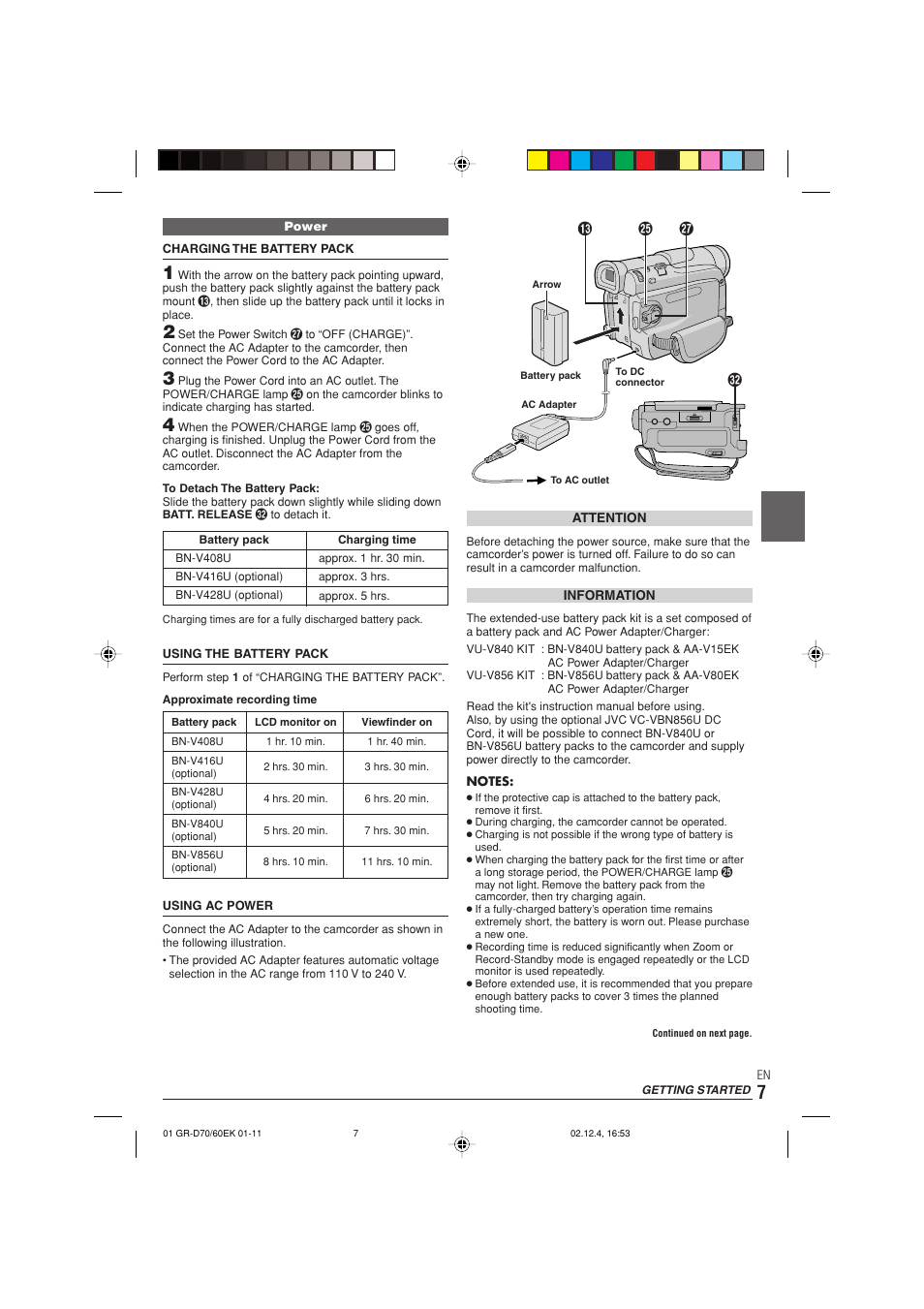 Getting started, Ut # w | JVC GR-D70  EN User Manual | Page 7 / 56