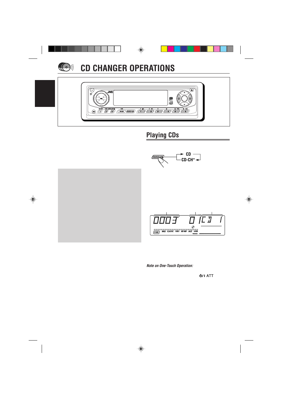 Cd changer operations, Playing cds | JVC GET0075-001A User Manual | Page 38 / 54