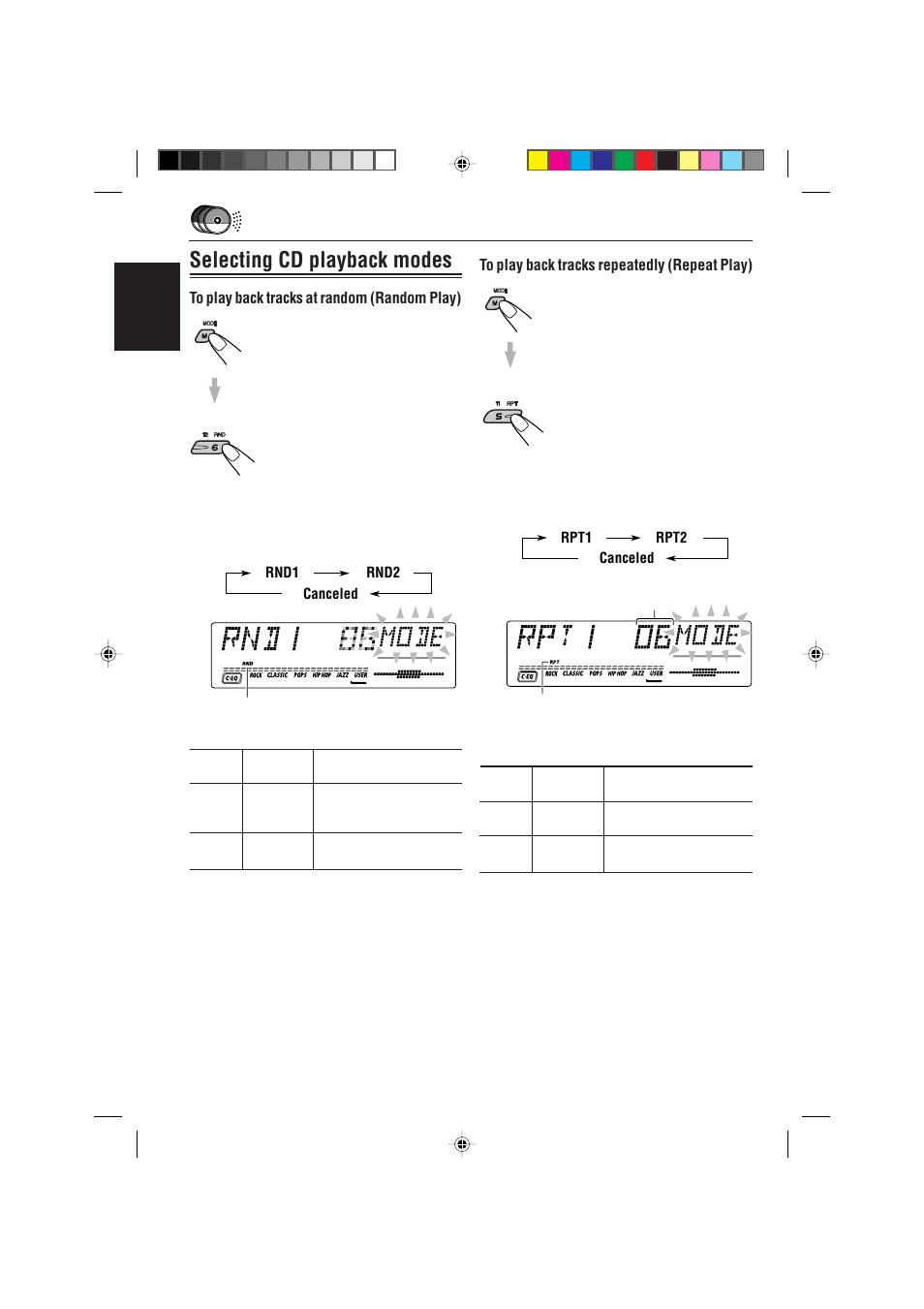 Selecting cd playback modes | JVC GET0075-001A User Manual | Page 40 / 54