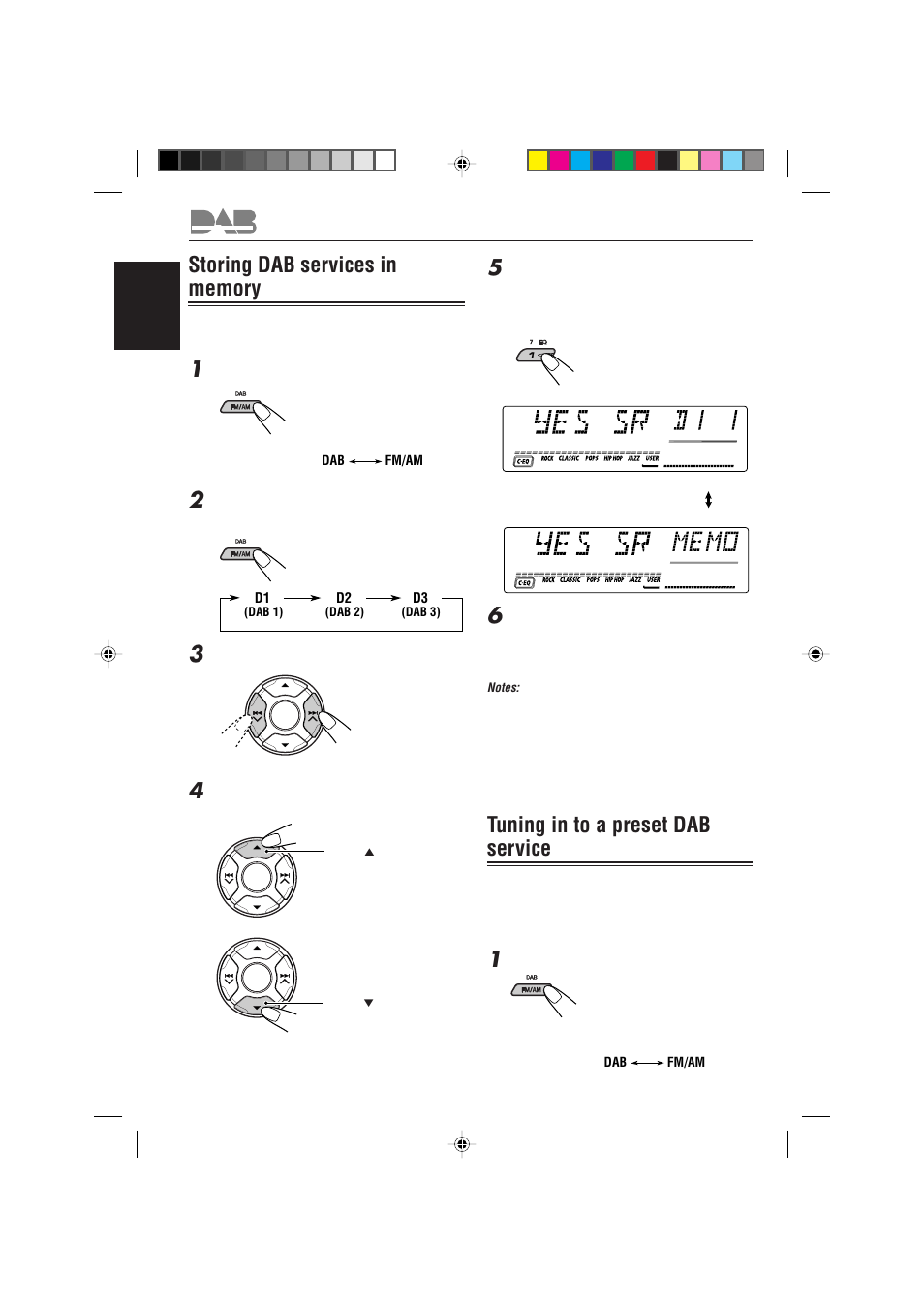 Tuning in to a preset dab service | JVC GET0075-001A User Manual | Page 44 / 54