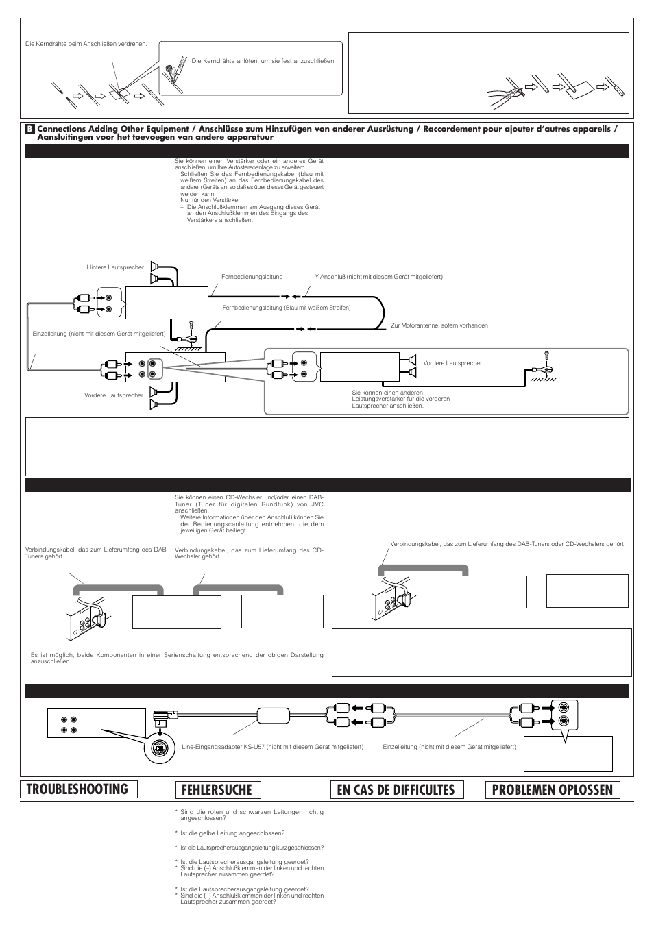 Troubleshooting, En cas de difficultes, Problemen oplossen | Fehlersuche | JVC GET0075-001A User Manual | Page 54 / 54