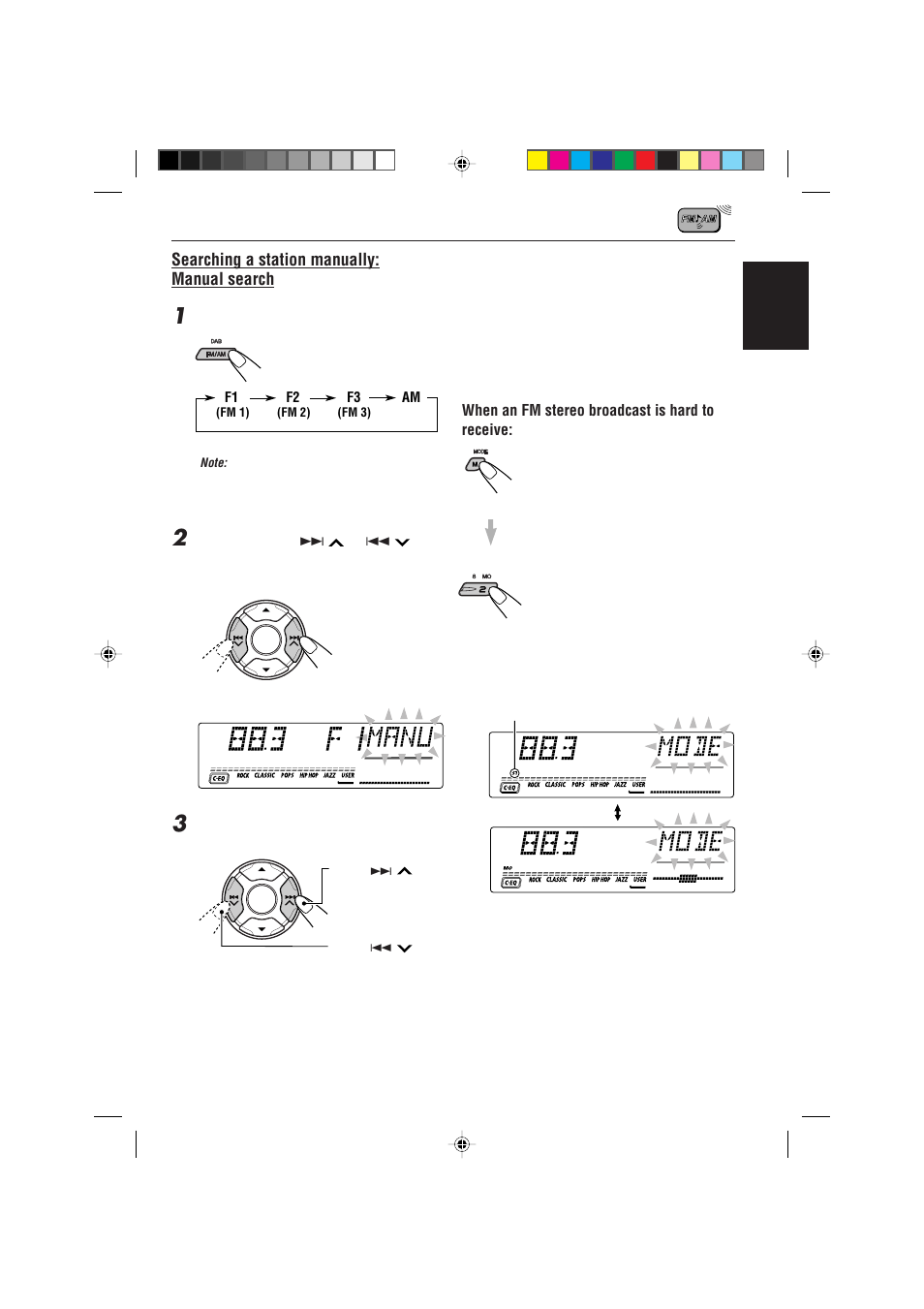 Searching a station manually: manual search | JVC GET0075-001A User Manual | Page 9 / 54
