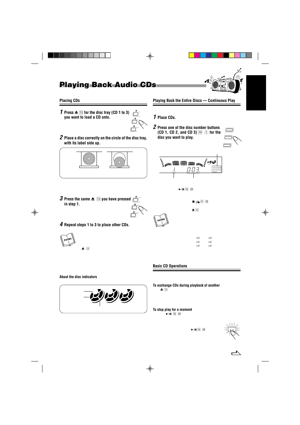 Playing back audio cds, English | JVC CA-MXJ787V User Manual | Page 15 / 39