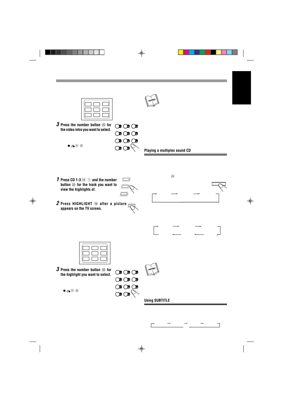 English, Playing a multiplex sound cd, Using subtitle | JVC CA-MXJ787V User Manual | Page 21 / 39