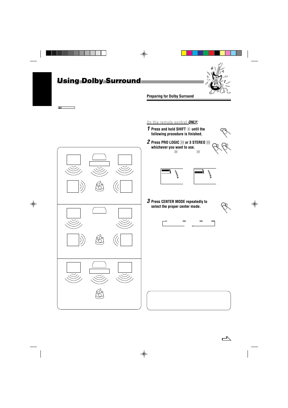 Using dolby surround, English | JVC CA-MXJ787V User Manual | Page 24 / 39