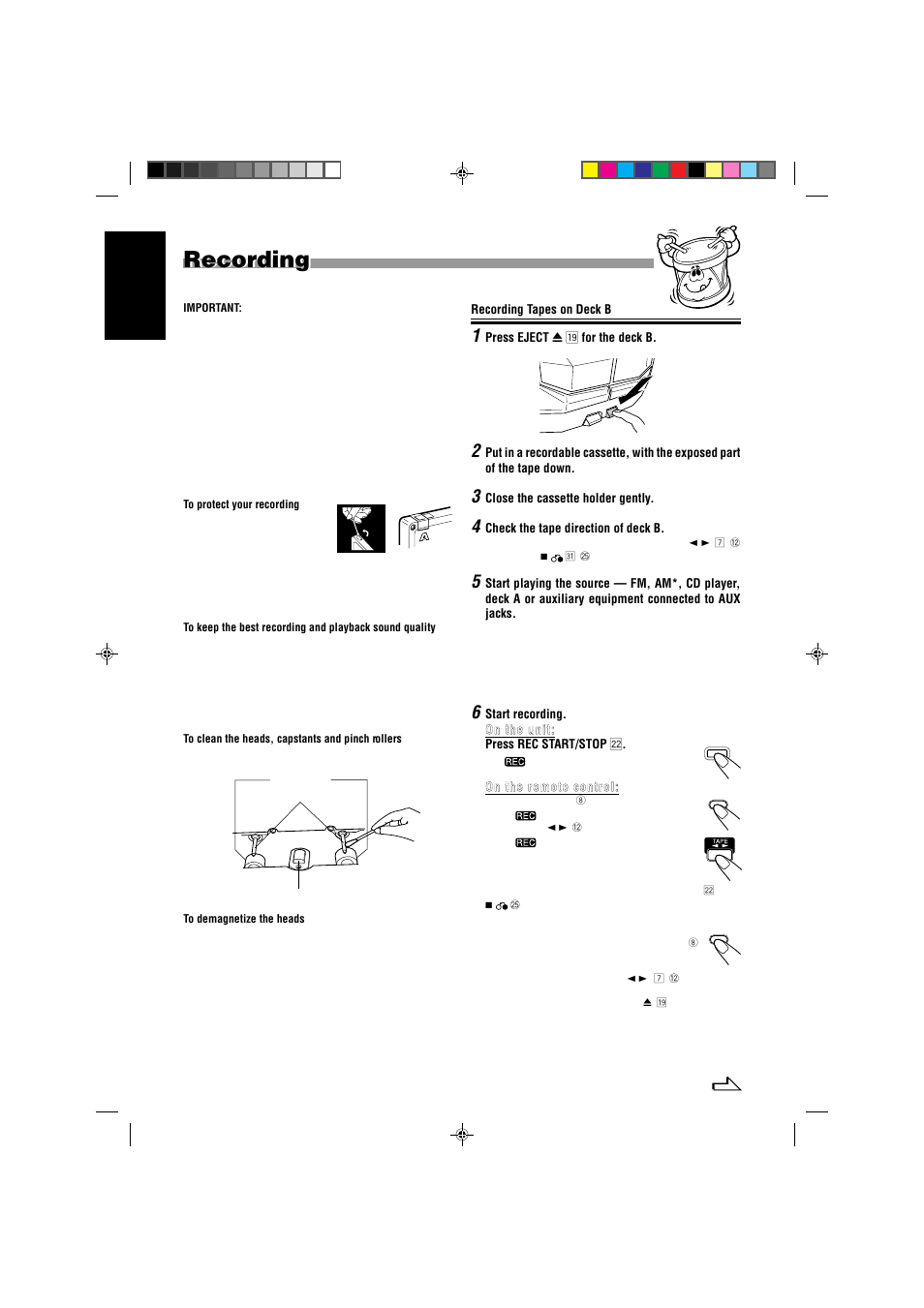 Recording | JVC CA-MXJ787V User Manual | Page 26 / 39