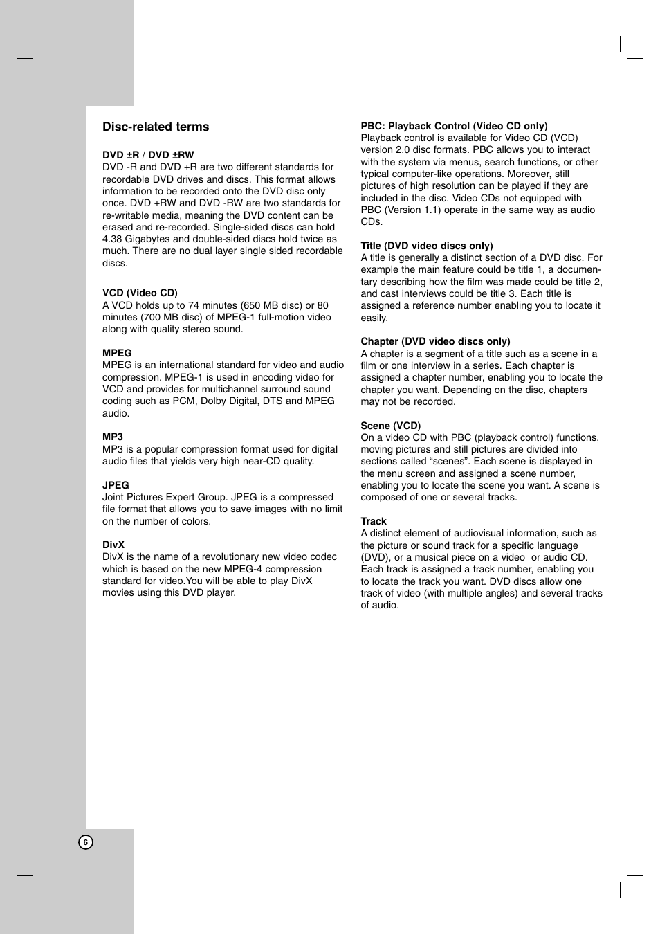 Disc-related terms | JVC 3834RV0038A User Manual | Page 6 / 43