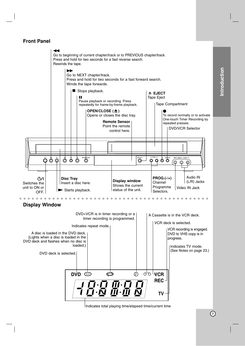 Front panel, Display window | JVC 3834RV0038A User Manual | Page 7 / 43