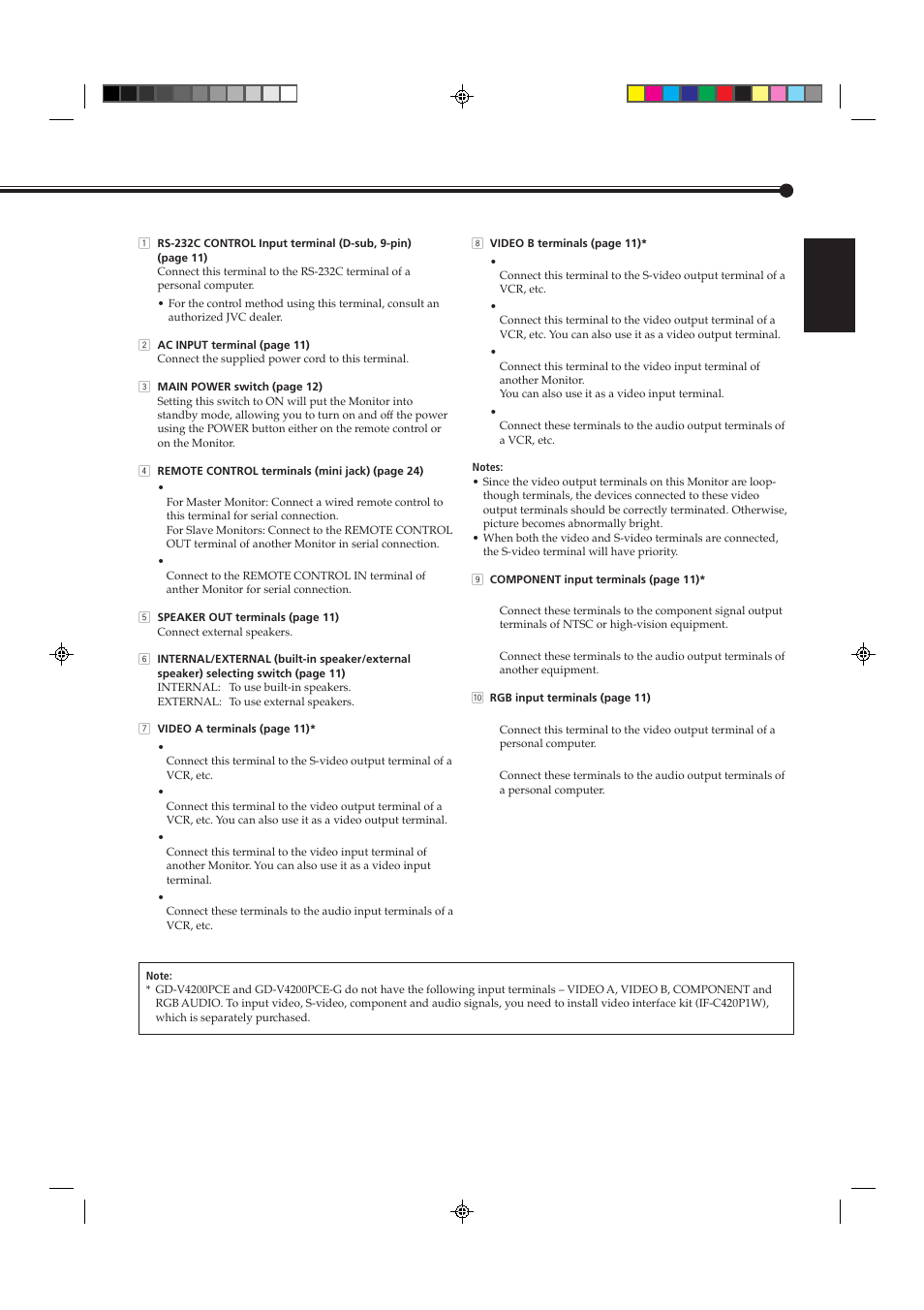 English | JVC GD-V4200PCE-G User Manual | Page 7 / 32