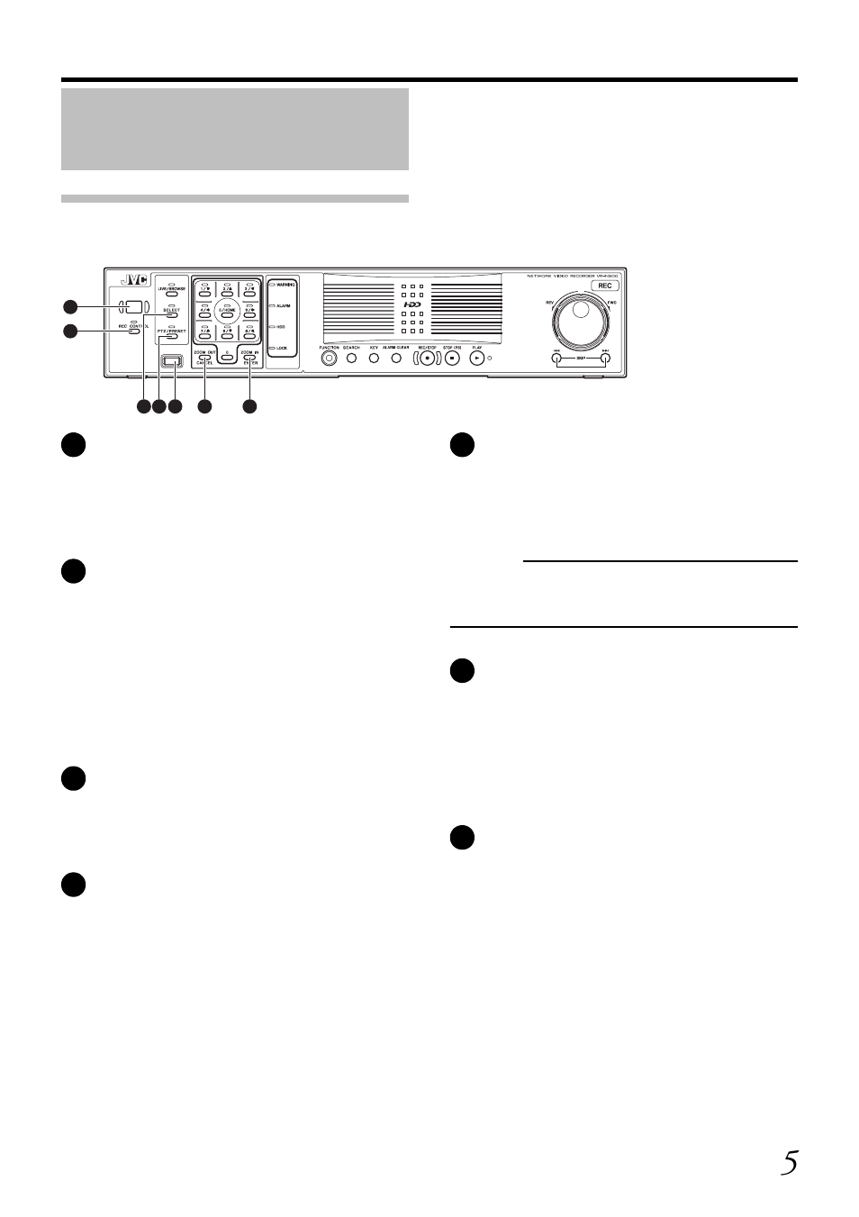 Part names and functions, Front panel | JVC VR-N900U User Manual | Page 13 / 28