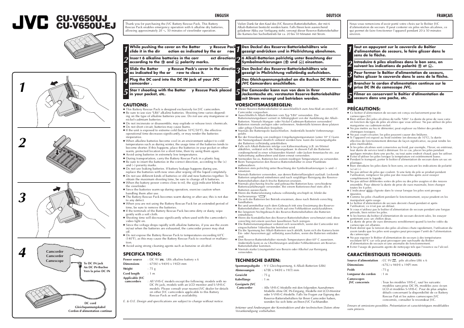 JVC CU-V650UJ User Manual | 1 page