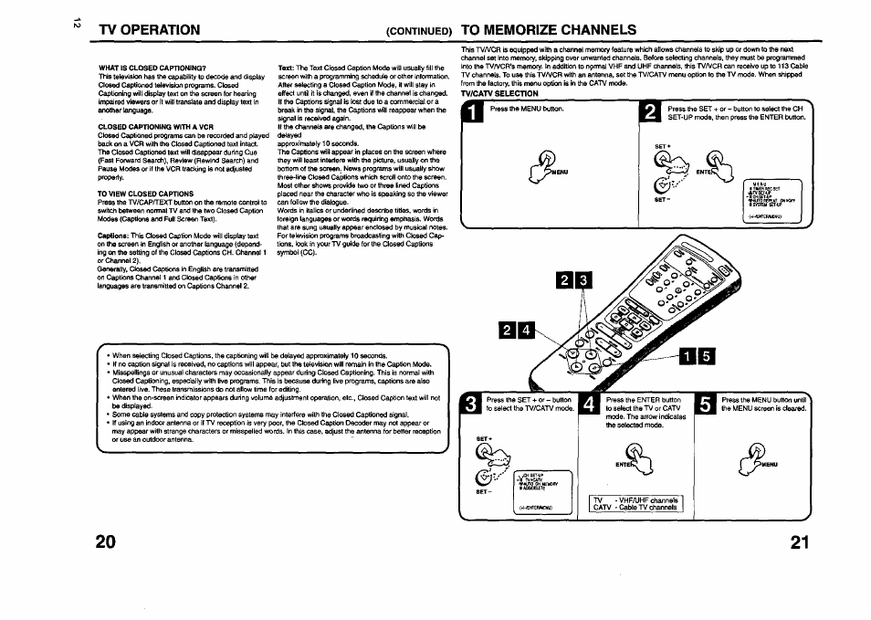 Tv operation, Continued) to memorize channels, Continued) | JVC TV 13140 User Manual | Page 12 / 28