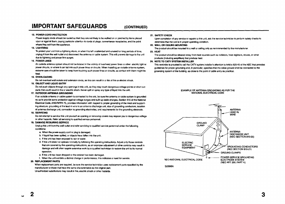 Important safeguards, Continued) | JVC TV 13140 User Manual | Page 3 / 28