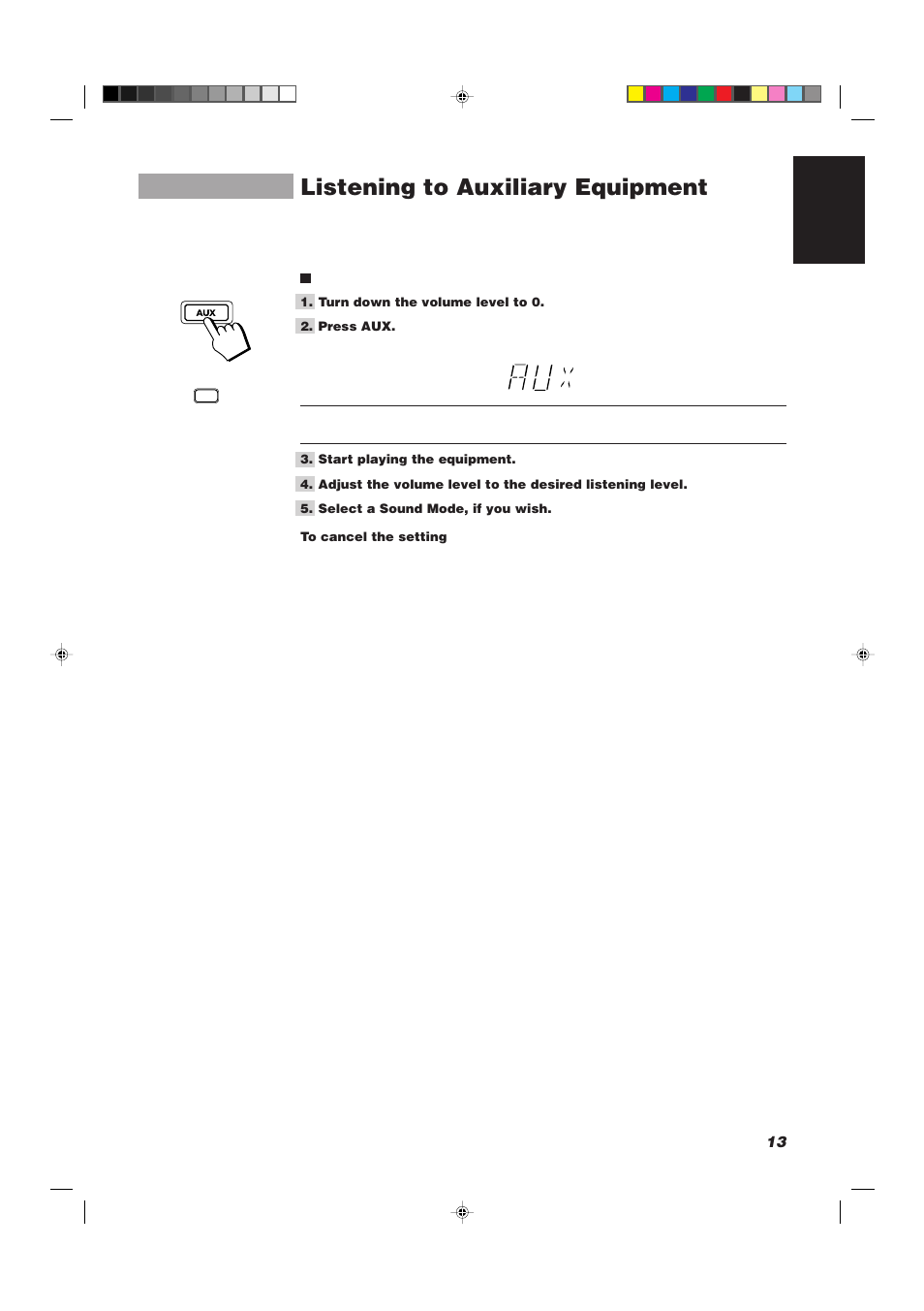 Listening to auxiliary equipment | JVC CA-D752TR User Manual | Page 17 / 49