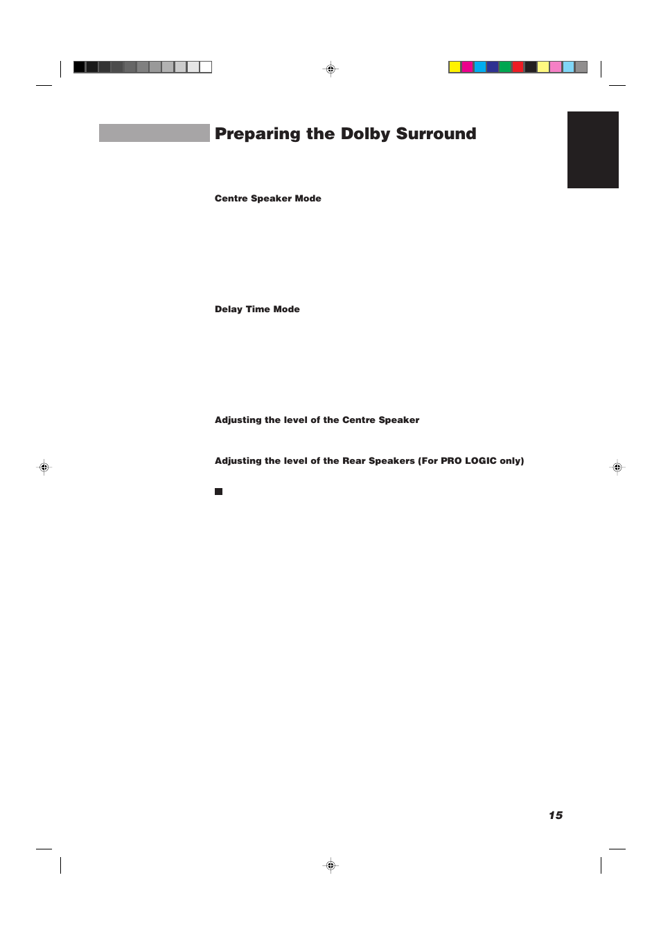 Preparing the dolby surround, 15 english | JVC CA-D752TR User Manual | Page 19 / 49