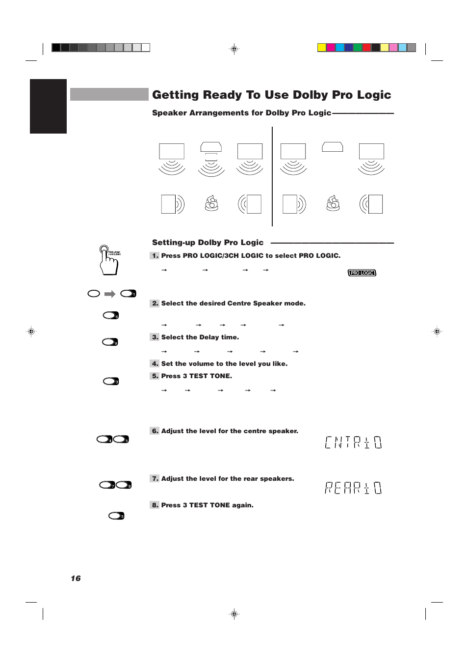 Getting ready to use dolby pro logic, 16 english | JVC CA-D752TR User Manual | Page 20 / 49