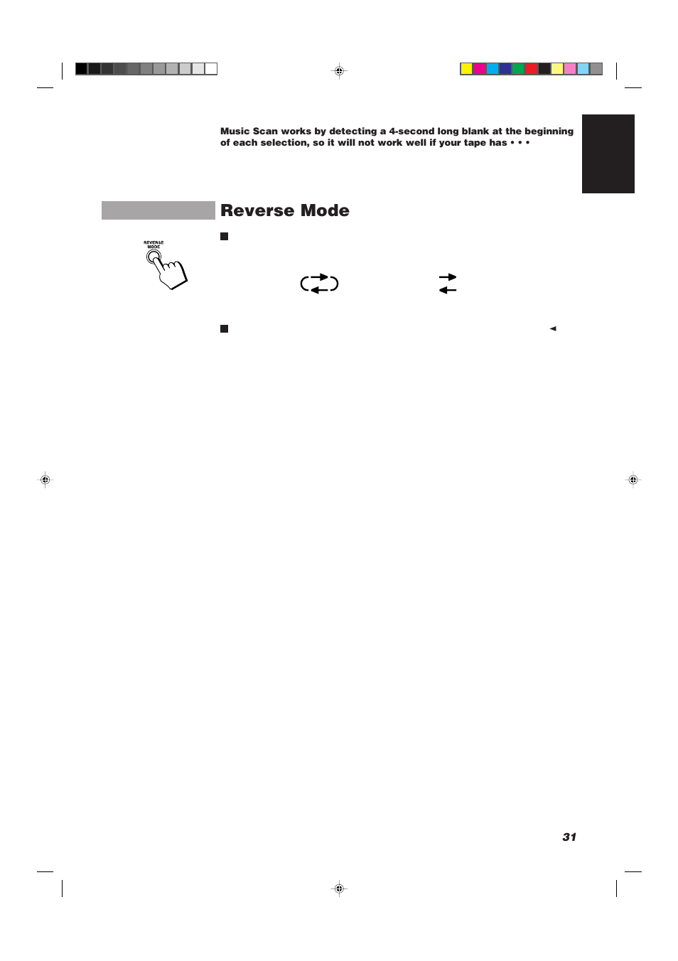 Reverse mode, 31 english | JVC CA-D752TR User Manual | Page 35 / 49