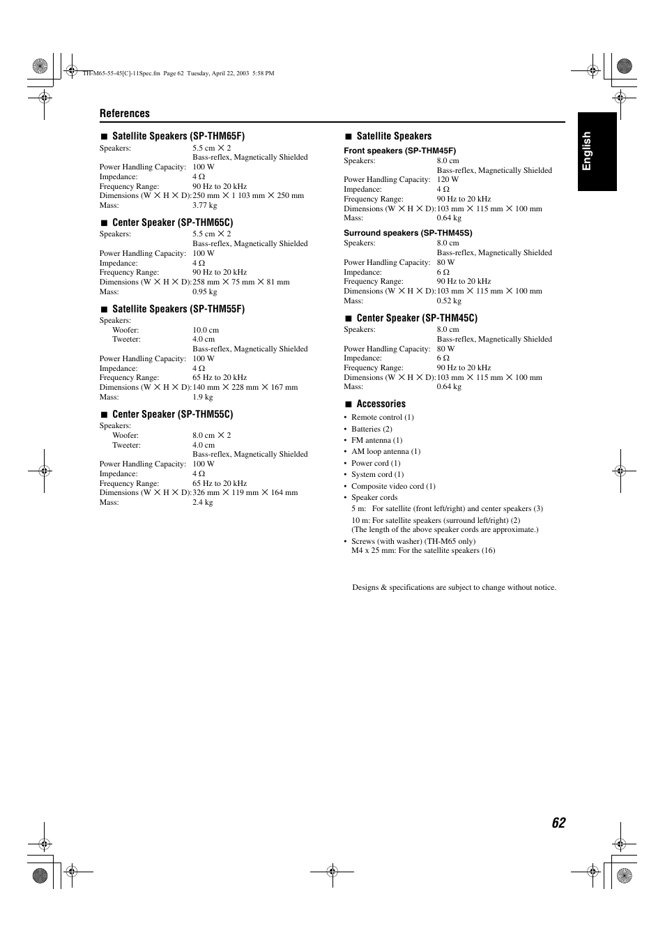 JVC TH-M45 User Manual | Page 133 / 134
