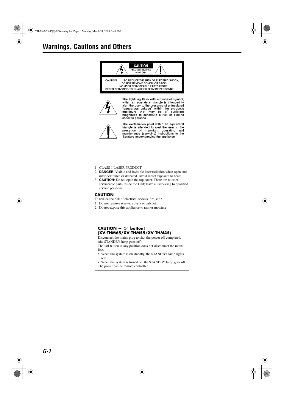 Warnings, cautions and others | JVC TH-M45 User Manual | Page 2 / 134