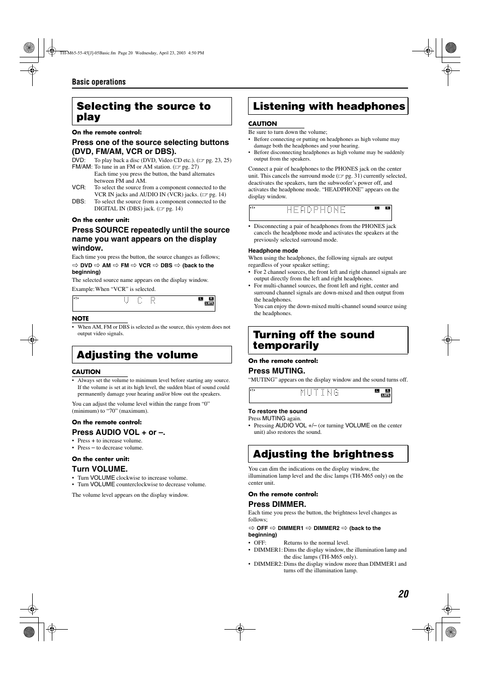 JVC TH-M45 User Manual | Page 23 / 134