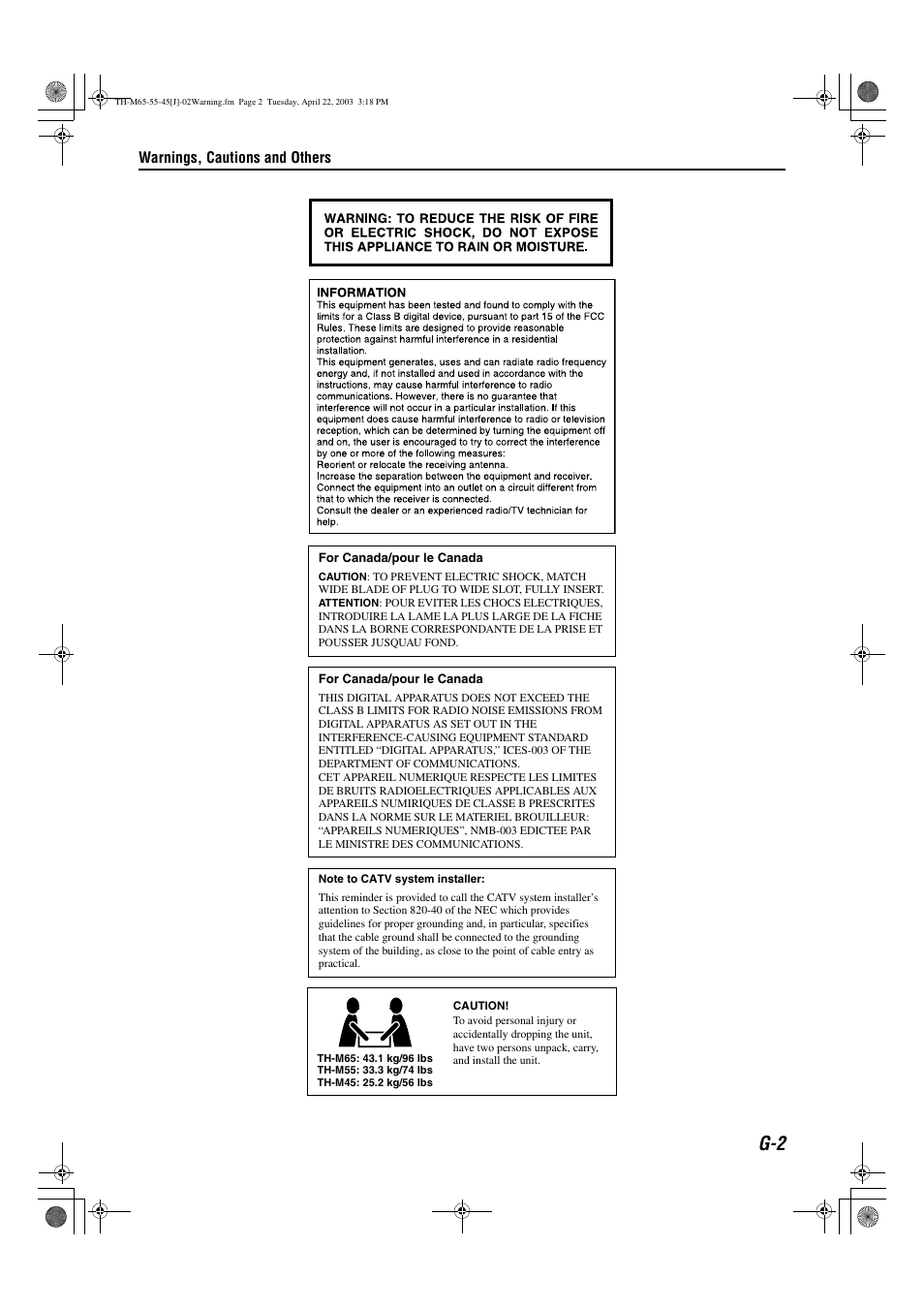 JVC TH-M45 User Manual | Page 3 / 134