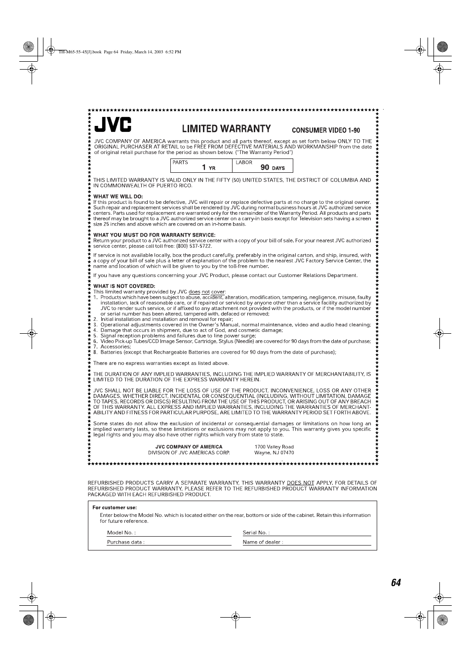 JVC TH-M45 User Manual | Page 67 / 134