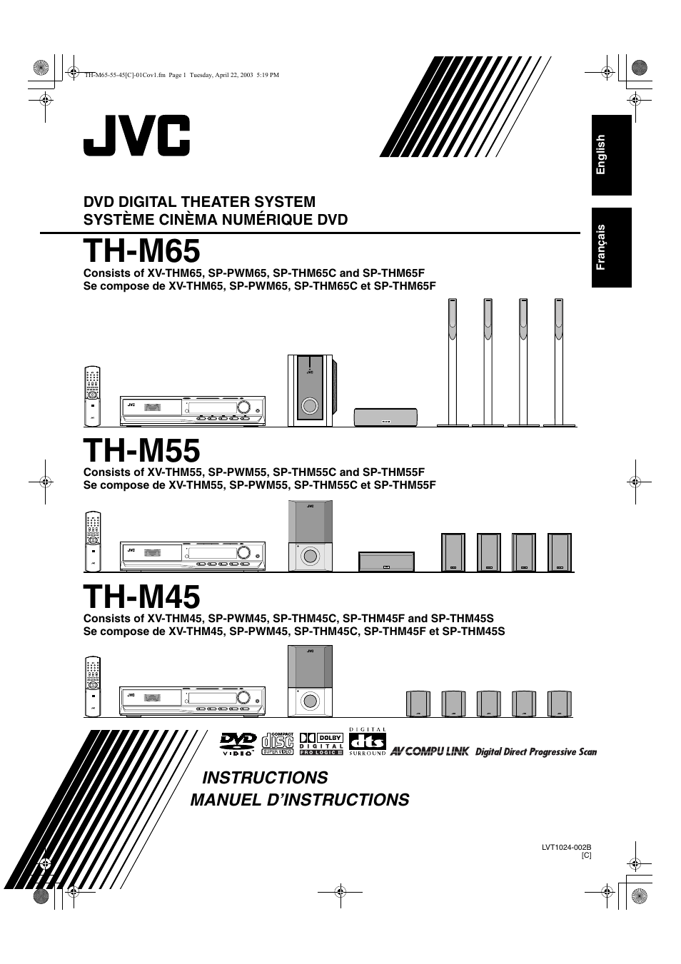 C version, Th-m65 th-m45, Th-m55 | JVC TH-M45 User Manual | Page 69 / 134