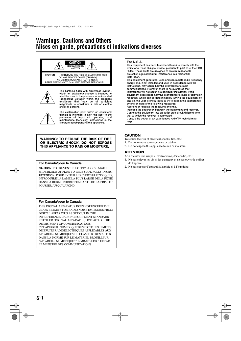 Warnings, cautions and others | JVC TH-M45 User Manual | Page 70 / 134