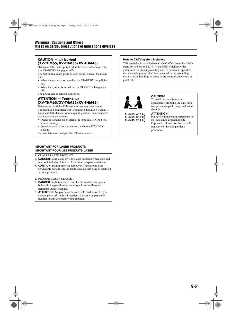 JVC TH-M45 User Manual | Page 71 / 134