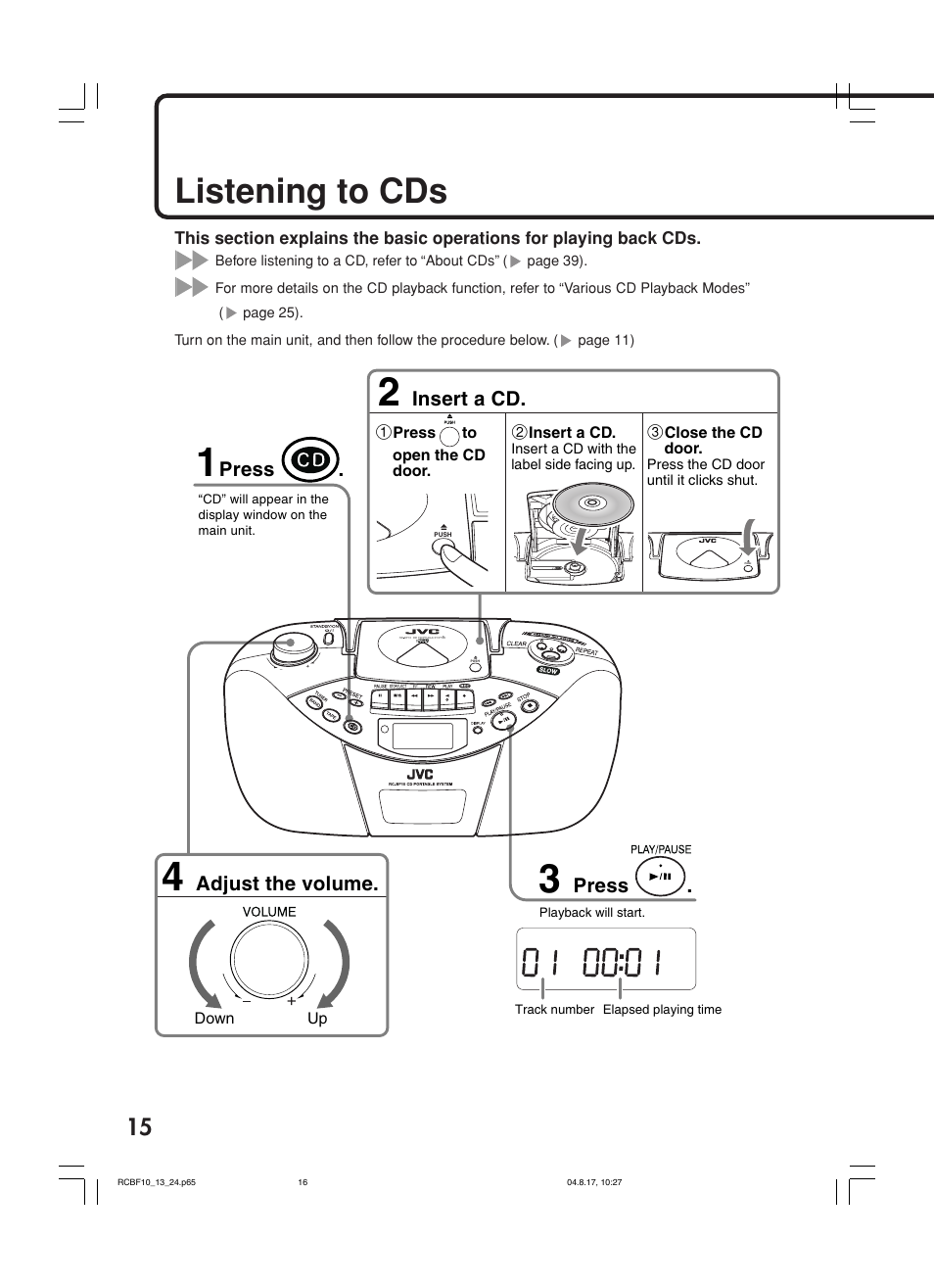 Listening to cds | JVC RC-BF10 User Manual | Page 18 / 44
