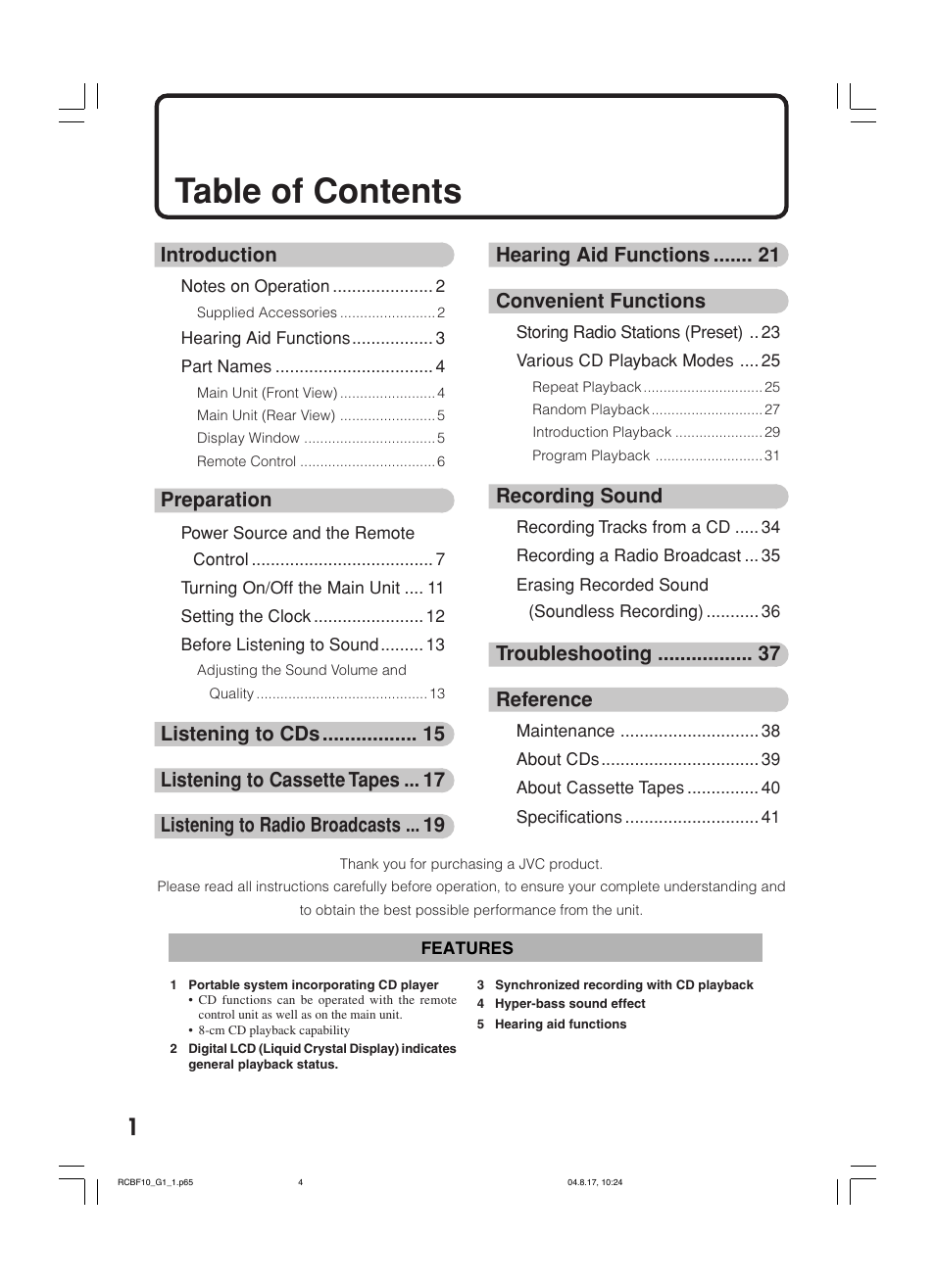 JVC RC-BF10 User Manual | Page 4 / 44