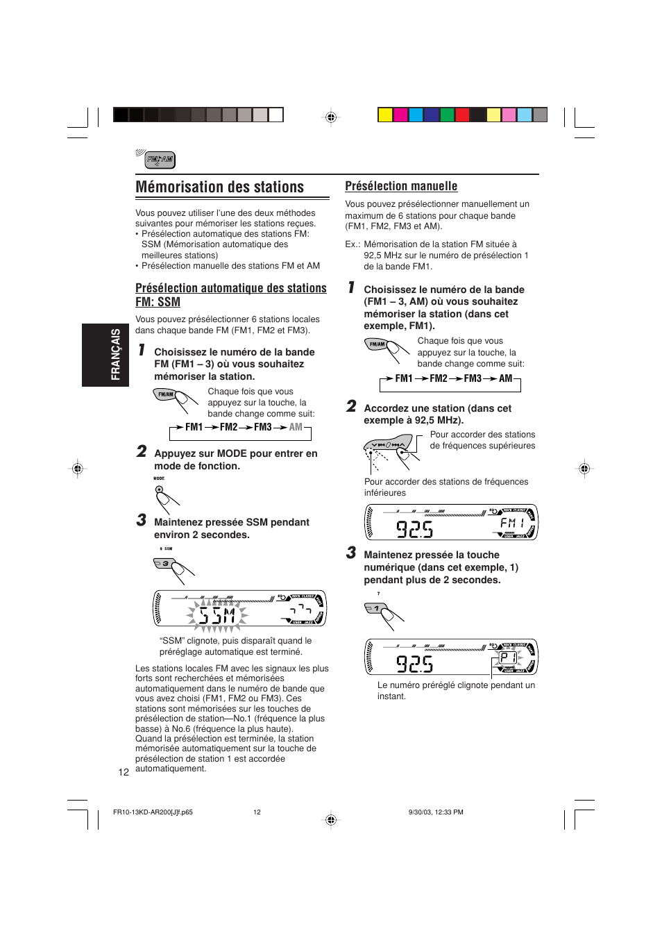 Mémorisation des stations | JVC KD-G200 User Manual | Page 56 / 68