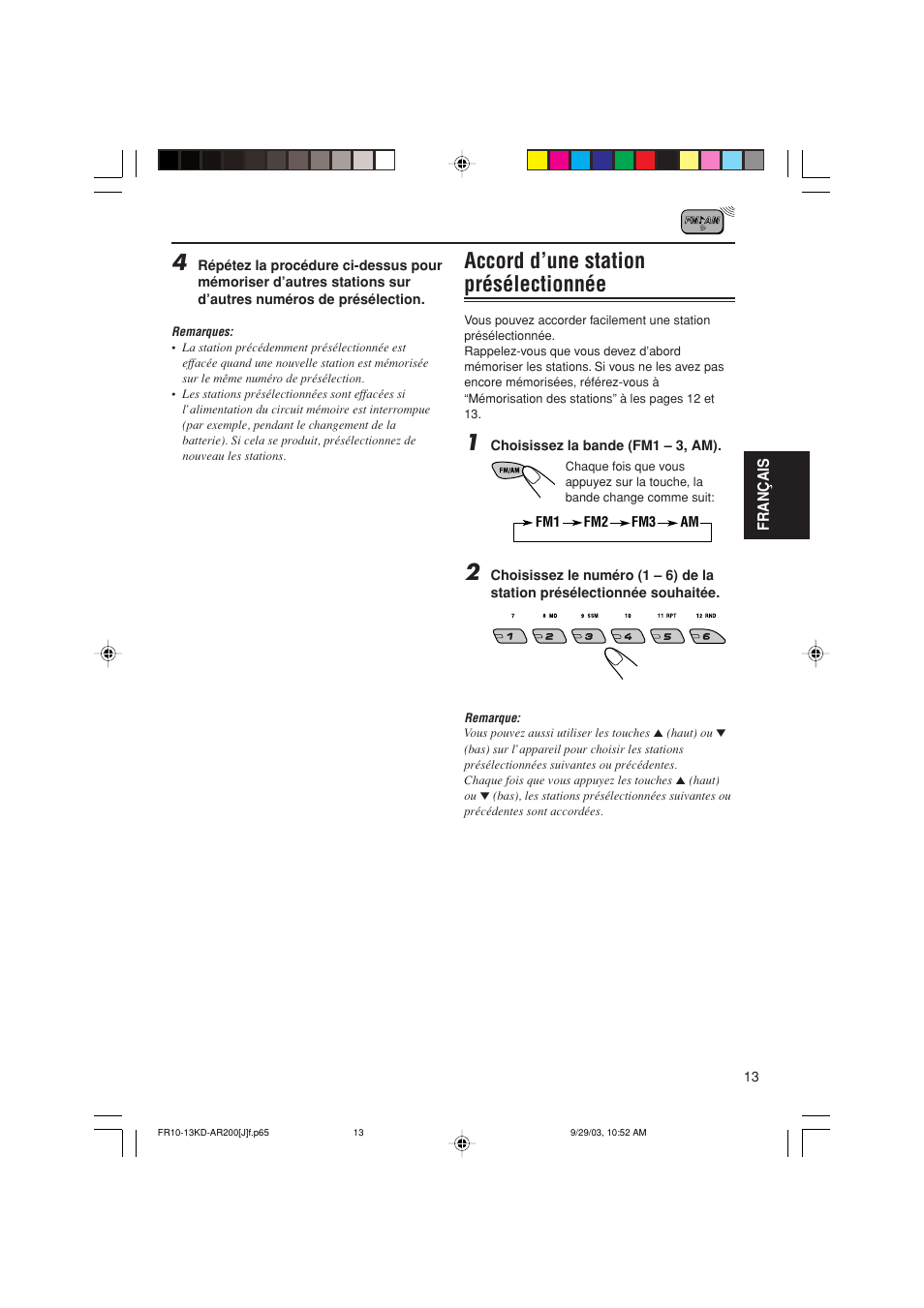 Accord d’une station présélectionnée | JVC KD-G200 User Manual | Page 57 / 68
