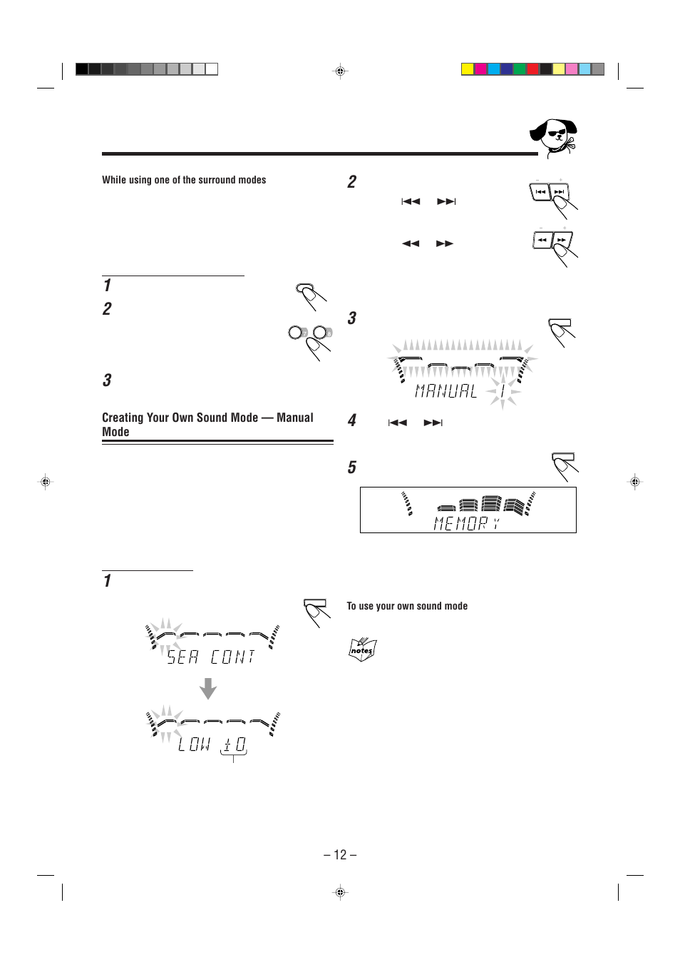 Creating your own sound mode — manual mode | JVC Model MX-J70J User Manual | Page 15 / 34