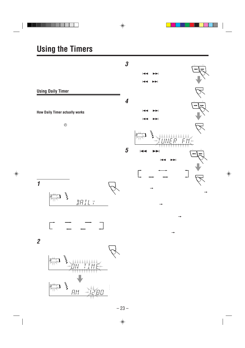 Using the timers, Using daily timer | JVC Model MX-J70J User Manual | Page 26 / 34