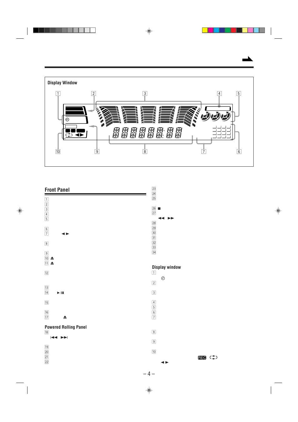 Front panel | JVC Model MX-J70J User Manual | Page 7 / 34