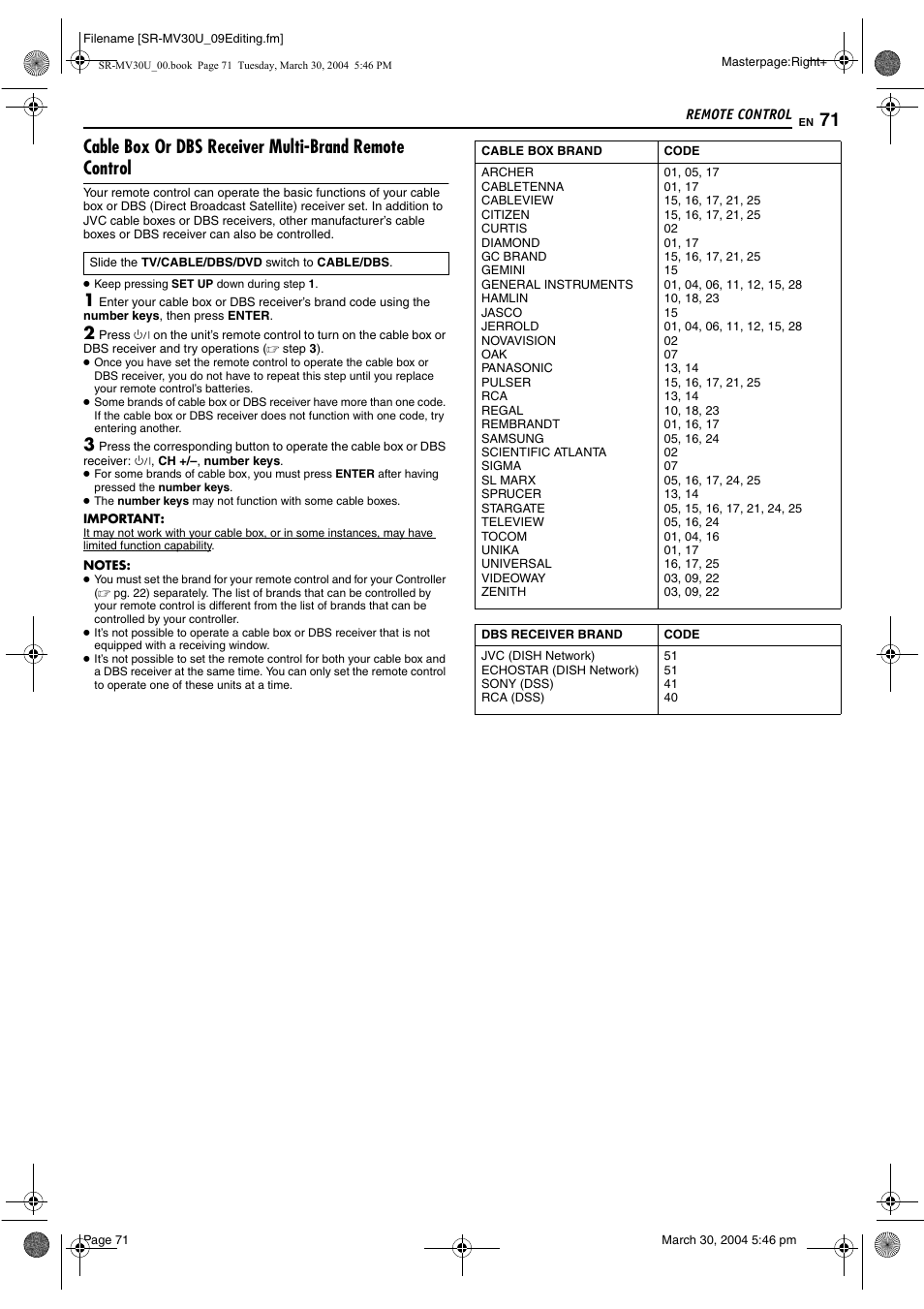 JVC SR-MV30 User Manual | Page 71 / 92