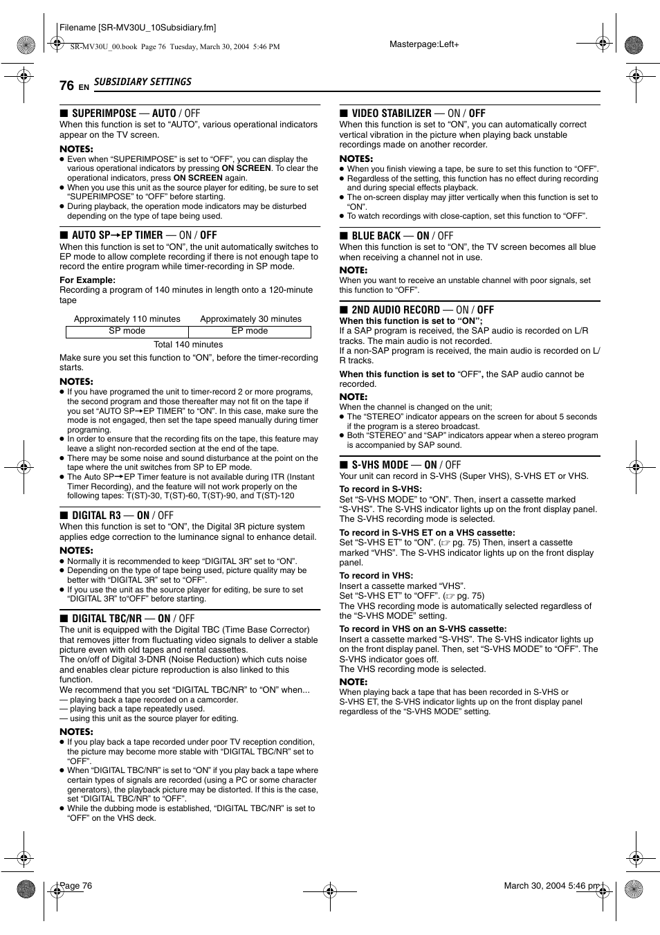 Pg. 76), Gh 76) | JVC SR-MV30 User Manual | Page 76 / 92