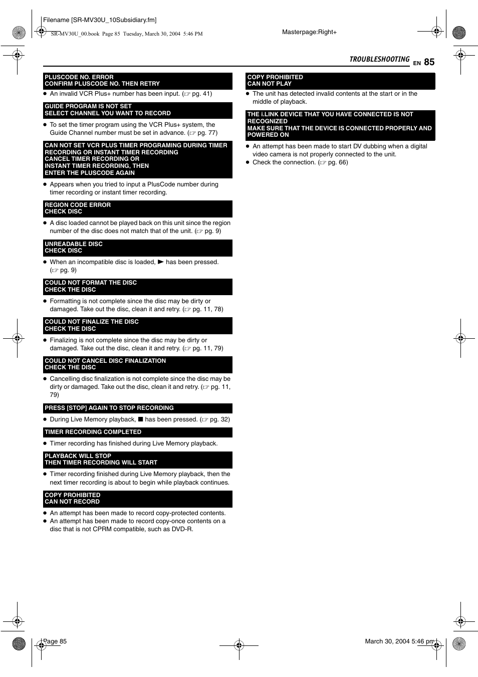 JVC SR-MV30 User Manual | Page 85 / 92