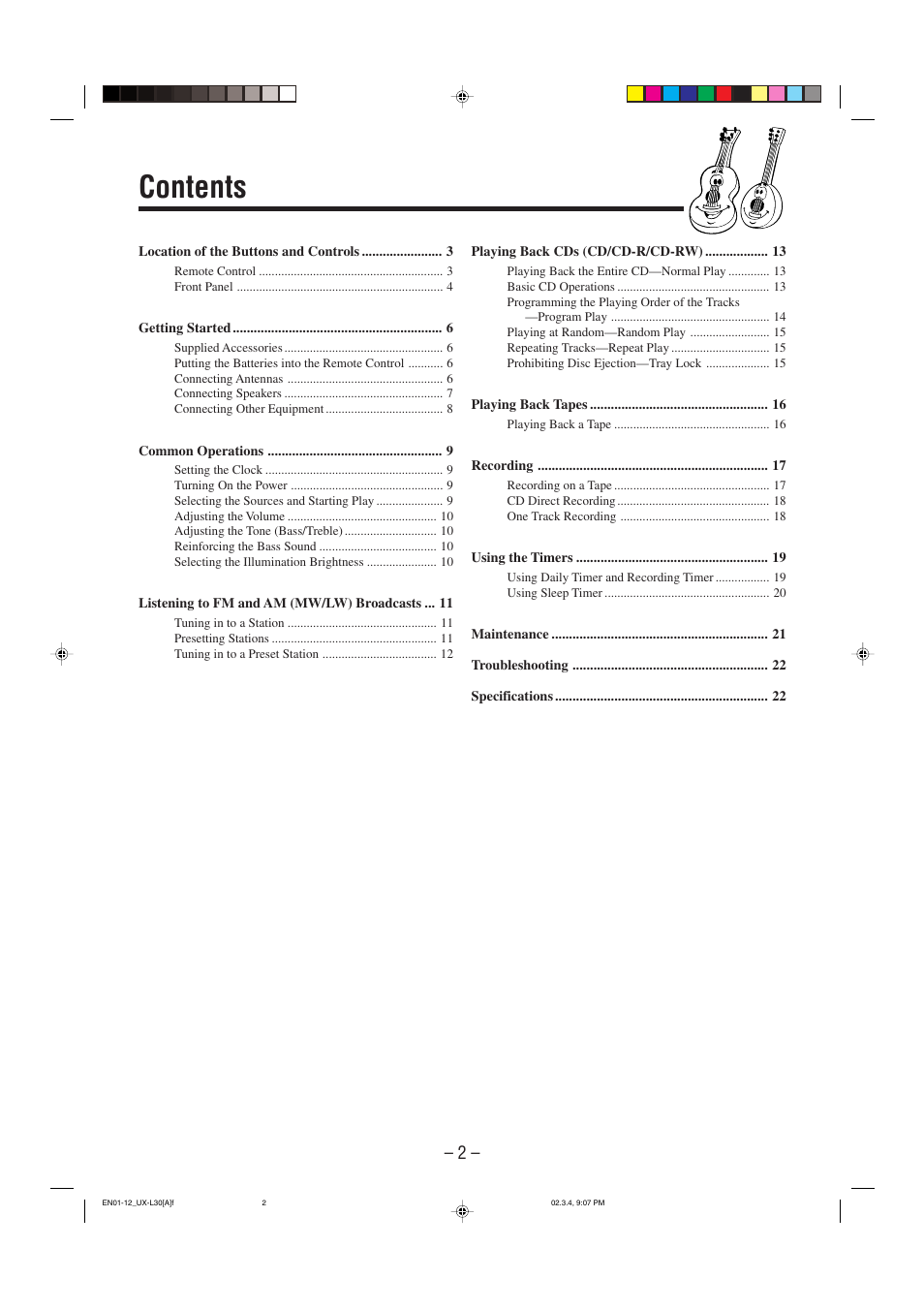 JVC UX-L30 User Manual | Page 5 / 28